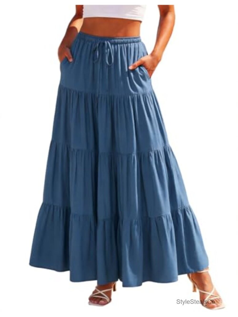 Flow Maxi Skirt Tiered Renaissance Ankle Length Pockets